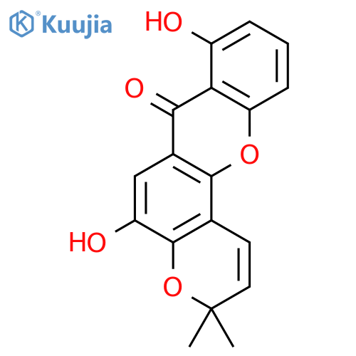 3H,7H-Pyrano[2,3-c]xanthen-7-one, 5,8-dihydroxy-3,3-dimethyl- structure