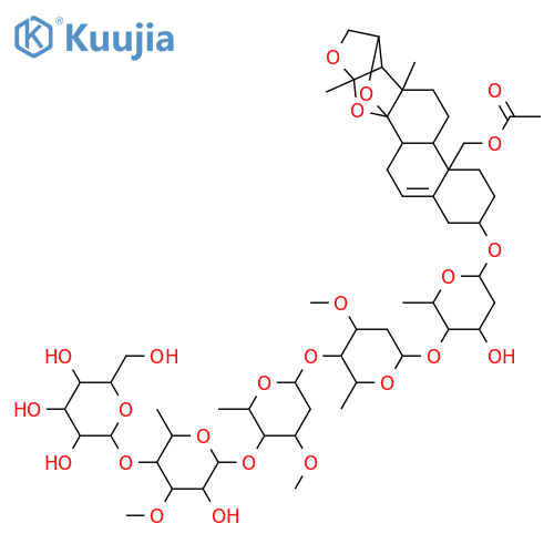 14,16:14,20:15,20-Triepoxy-14,15-secopregn-5-ene-3,19-diol; (3β,14β,16S,20R)-form, 19-Ac, 3-O-[β-D-glucopyranosyl-(1→4)-β-D-thevetopyranosyl-(1→4)-β-D-oleandropyranosyl-(1→4)-β-D-cymaropyranosyl-(1→4)-β-D-canaropyranoside] structure