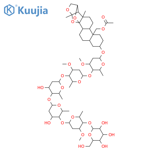 14,16:14,20:15,20-Triepoxy-14,15-secopregn-5-ene-3,19-diol; (3β,14β,16S,20R)-form, 5α,6-Dihydro, 19-Ac, 3-O-[β-D-glucopyranosyl-(1→4)-β-D-oleandropyranosyl-(1→4)-β-D-digitoxopyranosyl-(1→4)-β-D-canaropyranosyl-(1→4)-β-D-cymaropyranosyl-(1→4)-β-D-cymaropyranoside] structure