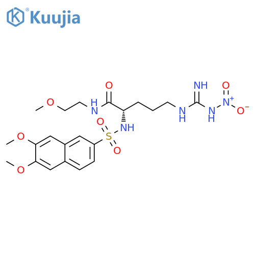 Pentanamide,2-[[(6,7-dimethoxy-2-naphthalenyl)sulfonyl]amino]-5-[[imino(nitroamino)methyl]amino]-N-(2-methoxyethyl)-, (S)- structure