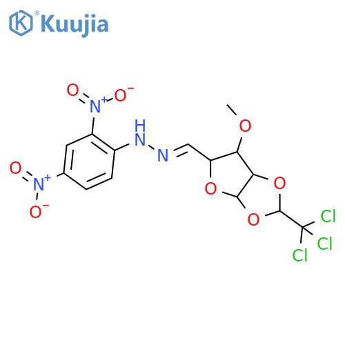 a-D-xylo-Pentodialdo-1,4-furanose,3-O-methyl-1,2-O-(2,2,2-trichloroethylidene)-, (2,4-dinitrophenyl)hydrazone(9CI) structure