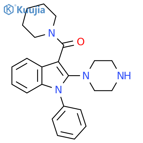 Piperidine, 1-[[1-phenyl-2-(1-piperazinyl)-1H-indol-3-yl]carbonyl]- structure