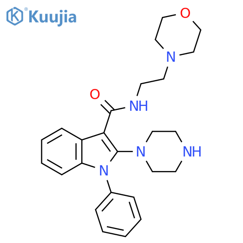 1H-Indole-3-carboxamide,N-[2-(4-morpholinyl)ethyl]-1-phenyl-2-(1-piperazinyl)- structure