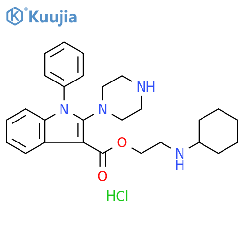 1H-Indole-3-carboxylic acid, 1-phenyl-2-(1-piperazinyl)-,2-(cyclohexylamino)ethyl ester, dihydrochloride structure