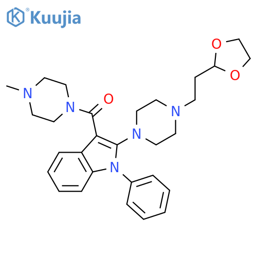 Piperazine,1-[[2-[4-[2-(1,3-dioxolan-2-yl)ethyl]-1-piperazinyl]-1-phenyl-1H-indol-3-yl]carbonyl]-4-methyl- structure