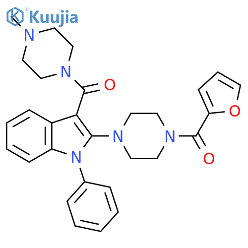 Piperazine,1-(2-furanylcarbonyl)-4-[3-[(4-methyl-1-piperazinyl)carbonyl]-1-phenyl-1H-indol-2-yl]- structure