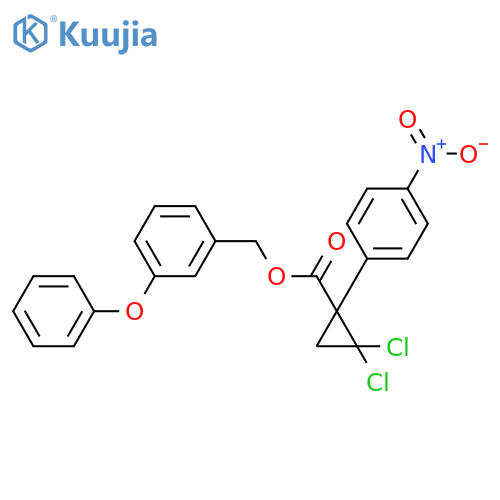 Cyclopropanecarboxylicacid, 2,2-dichloro-1-(4-nitrophenyl)-, (3-phenoxyphenyl)methyl ester structure