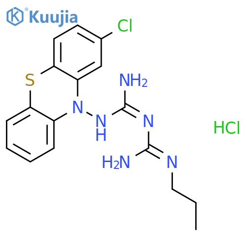 Imidodicarbonimidicdiamide, N-[3-(2-chloro-10H-phenothiazin-10-yl)propyl]-, hydrochloride (1:1) structure
