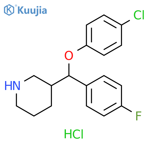 Piperidine, 3-[(4-chlorophenoxy)(4-fluorophenyl)methyl]-, hydrochloride structure