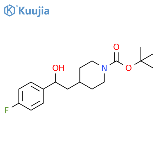 1-Piperidinecarboxylic acid, 4-[2-(4-fluorophenyl)-2-hydroxyethyl]-,1,1-dimethylethyl ester structure