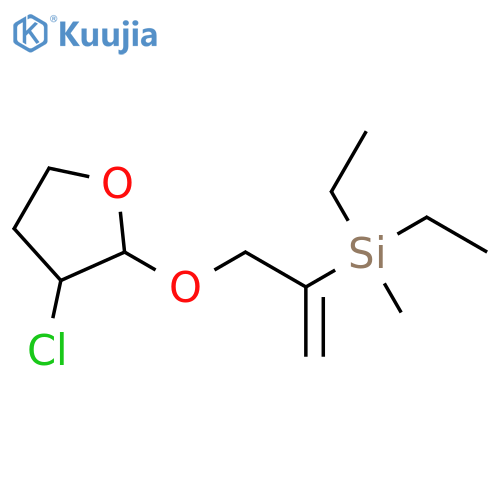Silane,[1-[[(3-chlorotetrahydro-2-furanyl)oxy]methyl]ethenyl]diethylmethyl- structure