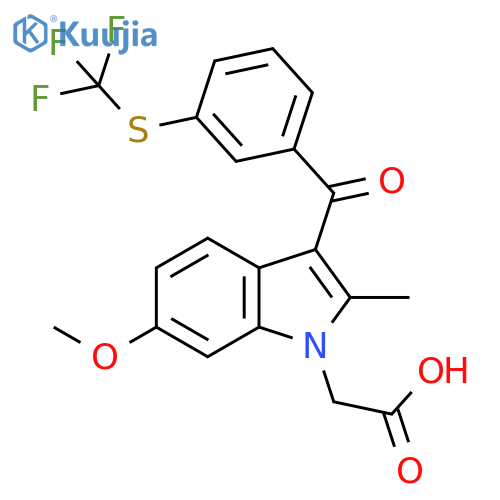 1H-Indole-1-acetic acid,6-methoxy-2-methyl-3-[3-[(trifluoromethyl)thio]benzoyl]- structure