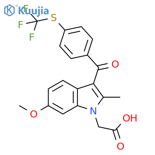 1H-Indole-1-acetic acid,6-methoxy-2-methyl-3-[4-[(trifluoromethyl)thio]benzoyl]- structure