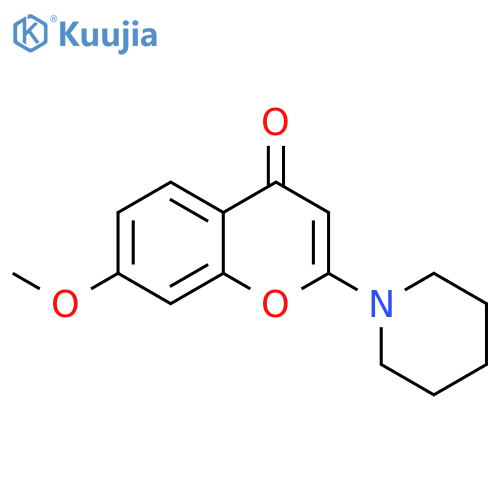 4H-1-Benzopyran-4-one, 7-methoxy-2-(1-piperidinyl)- structure