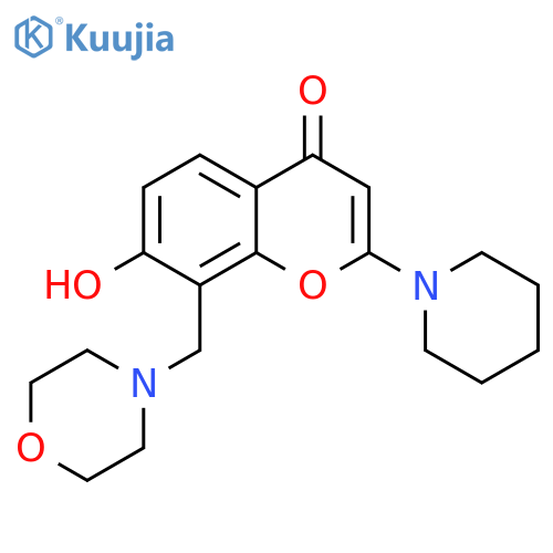 4H-1-Benzopyran-4-one,7-hydroxy-8-(4-morpholinylmethyl)-2-(1-piperidinyl)- structure