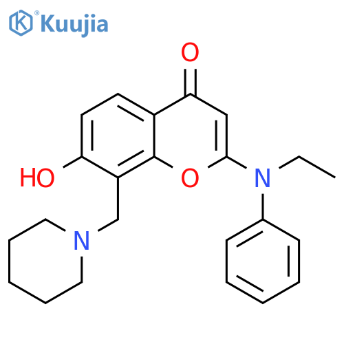 4H-1-Benzopyran-4-one,2-(ethylphenylamino)-7-hydroxy-8-(1-piperidinylmethyl)- structure