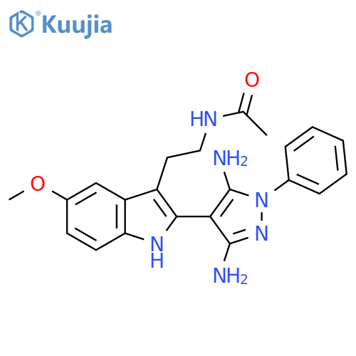 Acetamide,N-[2-[2-(3,5-diamino-1-phenyl-1H-pyrazol-4-yl)-5-methoxy-1H-indol-3-yl]ethyl]- structure