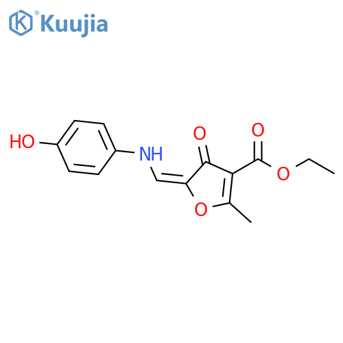 3-Furancarboxylic acid,4,5-dihydro-5-[[(4-hydroxyphenyl)amino]methylene]-2-methyl-4-oxo-,ethyl ester, (E)- structure