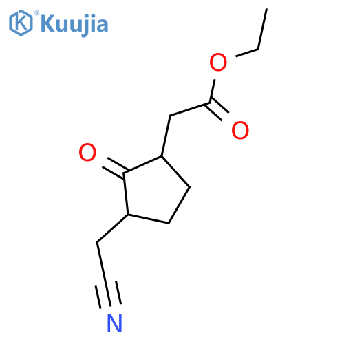 CYCLOPENTANEACETIC ACID, 3-(CYANOMETHYL)-2-OXO-, ETHYL ESTER structure