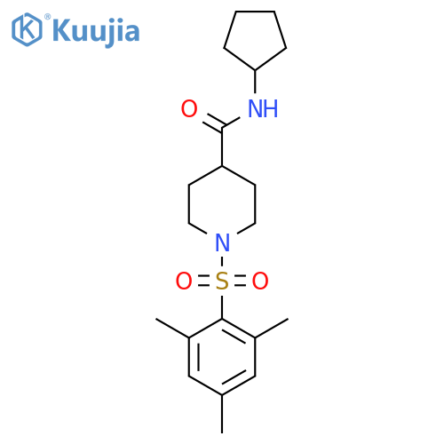 N-cyclopentyl-1-(2,4,6-trimethylbenzenesulfonyl)piperidine-4-carboxamide structure