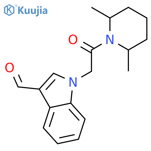 1-2-(2,6-Dimethylpiperidin-1-yl)-2-oxoethyl-1H-indole-3-carbaldehyde structure