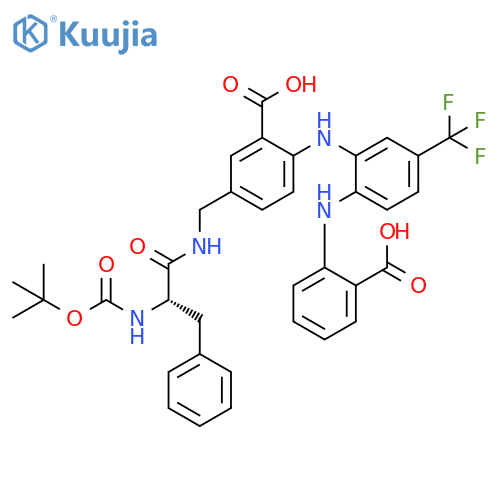 Benzoic  acid,  2-[[2-[(2-carboxyphenyl)amino]-5-(trifluoromethyl)phenyl]amino]-5-[[[(2S)-2-[[(1,1-dimethylethoxy)carbonyl]amino]-1-oxo-3- structure