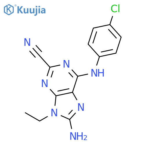 9H-PURINE-2-CARBONITRILE, 8-AMINO-6-[(4-CHLOROPHENYL)AMINO]-9-ETHYL- structure