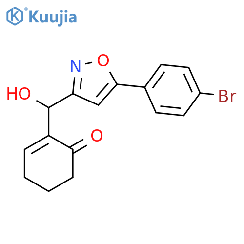 2-CYCLOHEXEN-1-ONE, 2-[[5-(4-BROMOPHENYL)-3-ISOXAZOLYL]HYDROXYMETHYL]- structure