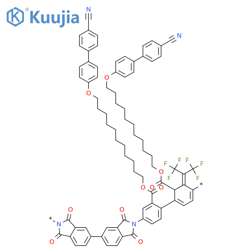 POLY[(1,3-DIHYDRO-1,3-DIOXO-2H-ISOINDOLE-2,5-DIYL)[2,2,2-TRIFLUORO-1-(TRIFLUOROMETHYL)ETHYLIDENE](1,3-DIHYDRO-1,3-DIOXO-2H-ISOINDOLE-5,2-DIYL)[2,2'-BIS[[[11-[(4'-CYANO[1,1'-BIPHENYL]-4-YL)OXY]UNDECYL]OXY]CARBONYL][1,1'-BIPHENYL]-4,4'-DIYL]] structure