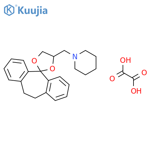1-(10,11-dihydrospiro[dibenzo[a,d][7]annulene-5,2'-[1,3]dioxolan]-4'-ylmethyl)piperidine ethanedioate (1:1) structure