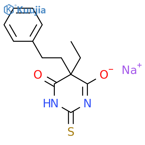 4,6(1H,5H)-Pyrimidinedione,5-ethyldihydro-5-(2-phenylethyl)-2-thioxo-, sodium salt (1:1) structure