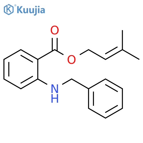 Benzoic acid, 2-[(phenylmethyl)amino]-, 3-methyl-2-butenyl ester structure