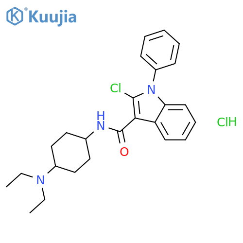1H-Indole-3-carboxamide, 2-chloro-1-phenyl-N-1-piperidinyl-,monohydrochloride structure