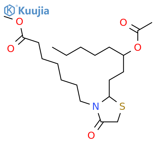 3-Thiazolidineheptanoic acid, 2-[3-(acetyloxy)octyl]-4-oxo-, methyl ester structure