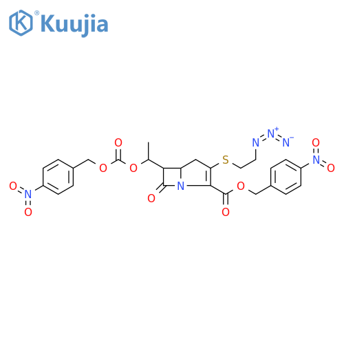 1-Azabicyclo[3.2.0]hept-2-ene-2-carboxylic acid,3-[(2-azidoethyl)thio]-6-[1-[[[(4-nitrophenyl)methoxy]carbonyl]oxy]ethyl]-7-oxo-, (4-nitrophenyl)methyl ester structure