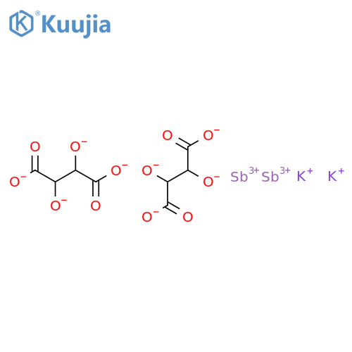 Antimonate(2-), bis[m-[2,3-dihydroxybutanedioato(4-)-O1,O2:O3,O4]]di-,dipotassium, stereoisomer (9CI) structure