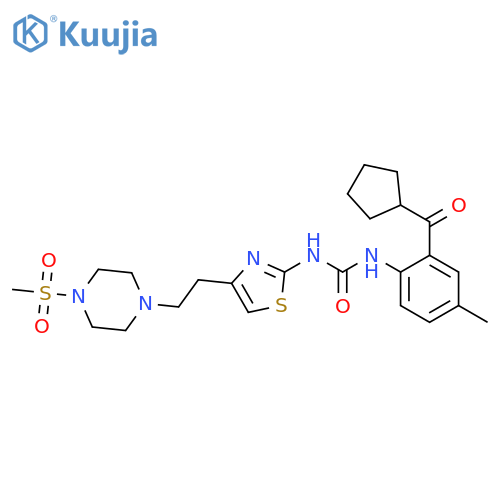 Piperazine,1-[2-[2-[[[[2-(cyclopentylcarbonyl)-4-methylphenyl]amino]carbonyl]amino]-4-thiazolyl]ethyl]-4-(methylsulfonyl)- structure