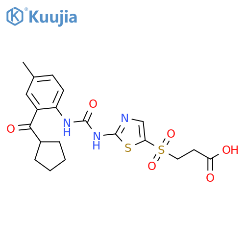 Propanoic acid,3-[[2-[[[[2-(cyclopentylcarbonyl)-4-methylphenyl]amino]carbonyl]amino]-5-thiazolyl]sulfonyl]- structure
