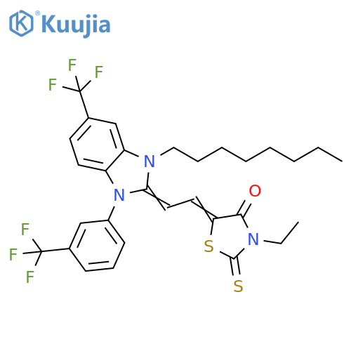 4-Thiazolidinone,5-[[1,3-dihydro-3-octyl-5-(trifluoromethyl)-1-[3-(trifluoromethyl)phenyl]-2H-benzimidazol-2-ylidene]ethylidene]-3-ethyl-2-thioxo- structure