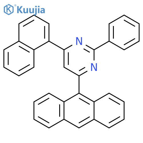 PYRIMIDINE, 4-(9-ANTHRACENYL)-6-(1-NAPHTHALENYL)-2-PHENYL- structure