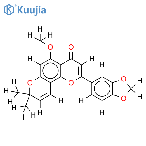 2-(1,3-benzodioxol-5-yl)-5-methoxy-8,8-dimethyl-4H,8H-benzo[1,2-b:3,4-b?]dipyran-4-one structure