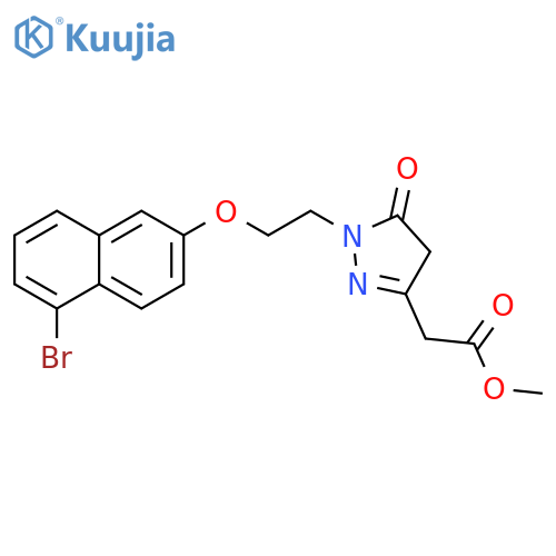 1H-Pyrazole-3-acetic acid,1-[2-[(5-bromo-2-naphthalenyl)oxy]ethyl]-4,5-dihydro-5-oxo-, methylester structure