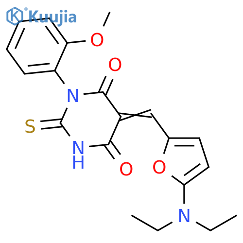 4,6(1H,5H)-Pyrimidinedione,5-[[5-(diethylamino)-2-furanyl]methylene]dihydro-1-(2-methoxyphenyl)-2-thioxo- structure