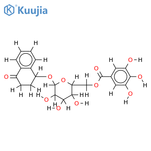 (1S)-1,2,3,4-tetrahydro-4-oxonaphthalen-1-yl 6-O-[(3,4,5-trihydroxyphenyl)carbonyl]-beta-D-glucopyranoside structure