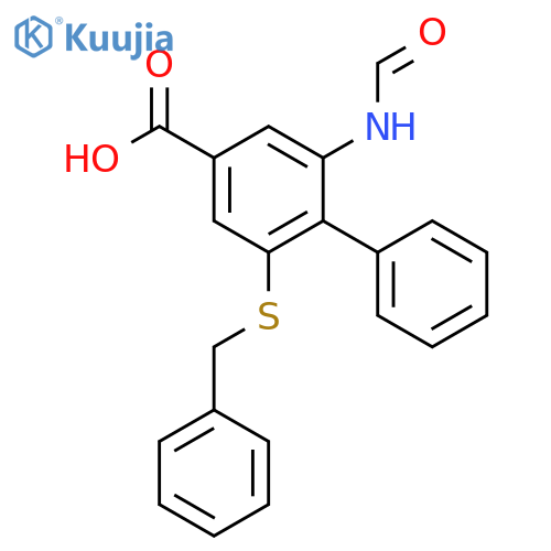 [1,1'-BIPHENYL]-4-CARBOXYLIC ACID, 2-(FORMYLAMINO)-6-[(PHENYLMETHYL)THIO]- structure