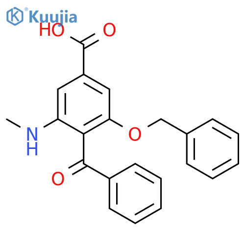 Benzoic acid, 4-benzoyl-3-(methylamino)-5-(phenylmethoxy)- structure