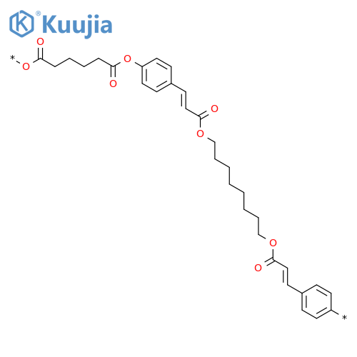 Poly[oxy(1,6-dioxo-1,6-hexanediyl)oxy-1,4-phenylene(3-oxo-1-propene-1,3-diyl)oxy-1,8-octanediyloxy(1-oxo-2-propene-1,3-diyl)-1,4-phenylene] structure
