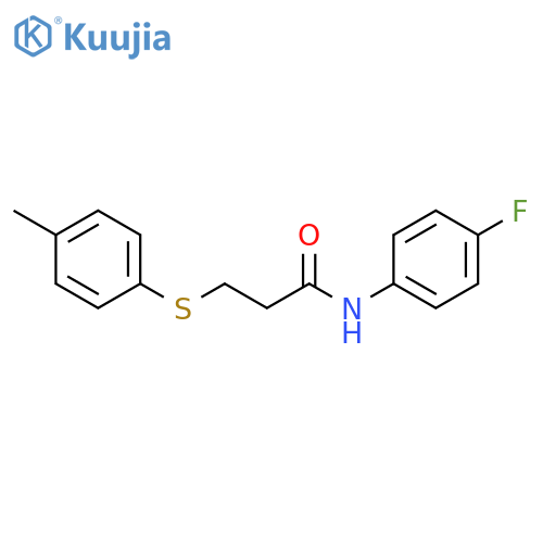 N-(4-fluorophenyl)-3-(4-methylphenyl)sulfanylpropanamide structure