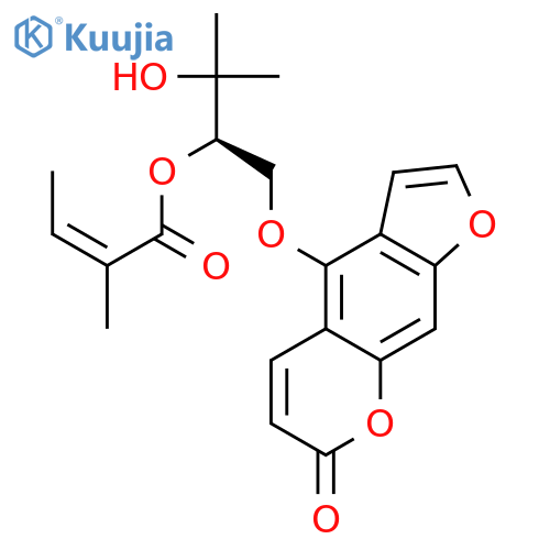 2-Butenoic acid,2-methyl-,(1R)-2-hydroxy-2-methyl-1-[[(7-oxo-7H-furo[3,2-g][1]benzopyran-4-yl)oxy]methyl]propylester, (2Z)- structure