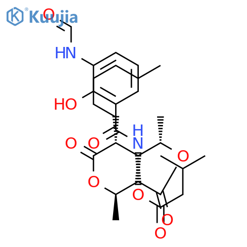 Butanoic acid, 2(or3)-methyl-,(2R,3S,6S,7R,8R)-3-[[3-(formylamino)-2-hydroxybenzoyl]amino]-8-hexyl-2,6-dimethyl-4,9-dioxo-1,5-dioxonan-7-ylester (9CI) structure